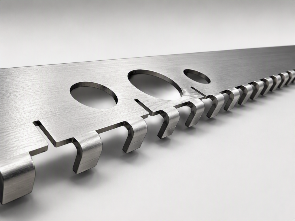 Precision laser-cut stainless steel component with clean edges, smooth surface finish, and formed tabs on a neutral background.