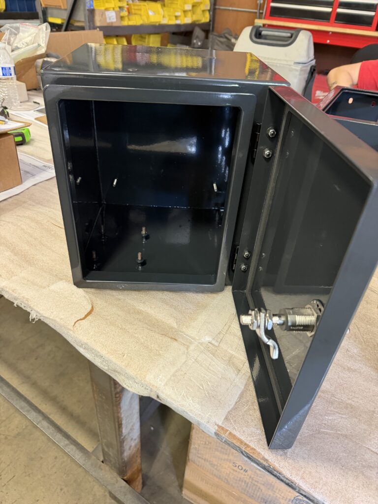 high gloss black powder coated finish